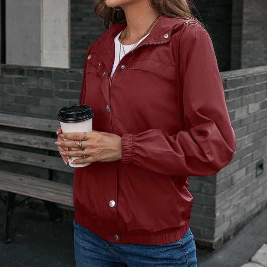 Damen Leichte Übergangsjacke mit modischem Kapuzen-Design und praktischen Taschen R&B