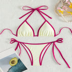 Damen Triangel-Bikini mit verstellbaren Bindändern und glamourösen Akzenten