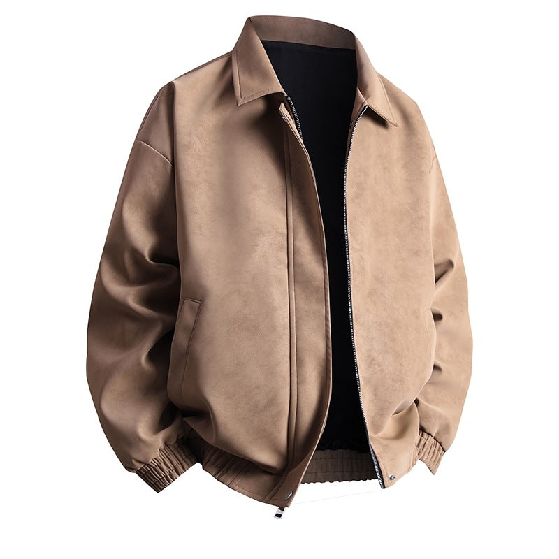 Herren Kunstleder-Bomberjacke mit lässigem Schnitt und praktischen Taschen R&B
