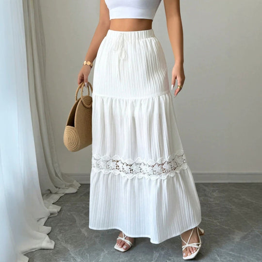 Damen Crop-Top und Maxi-Rock Set mit Rüschendetails R&B