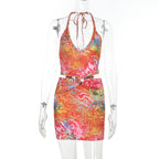 Damen verspieltes Minikleid mit floralem Design und verstellbaren Trägern R&B