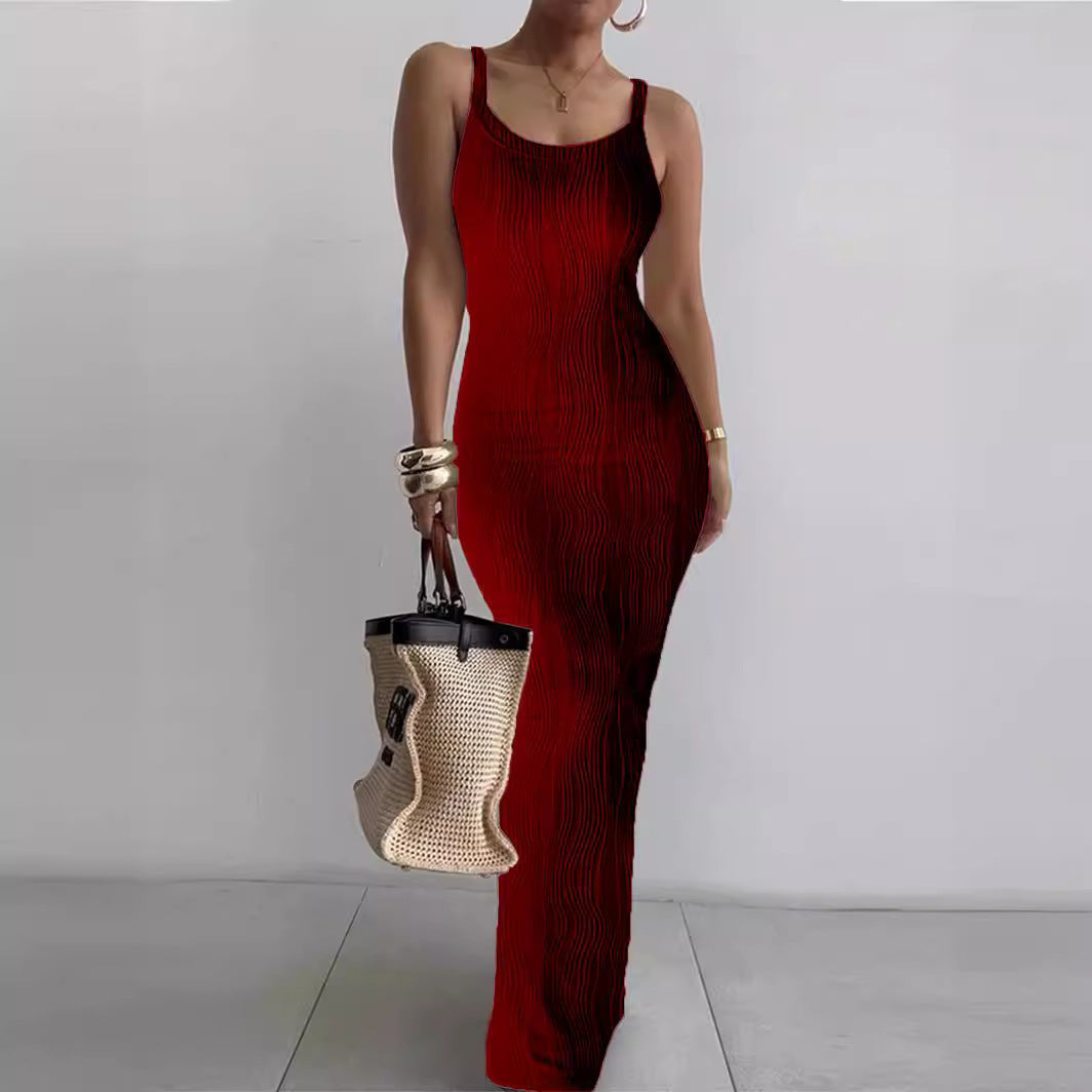 Damen Figurbetontes Maxikleid mit Rippenstruktur R&B