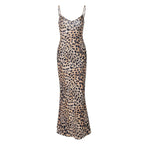 Damen Elegantes Maxikleid aus hochwertigem Material mit strukturiertem Leo-Muster R&B