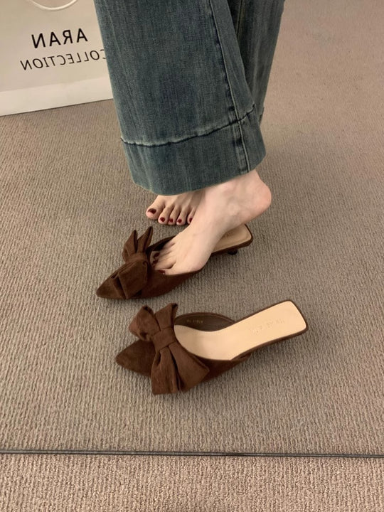 Damen elegante Pantolette mit dekorativem Schleifenapplikation R&B