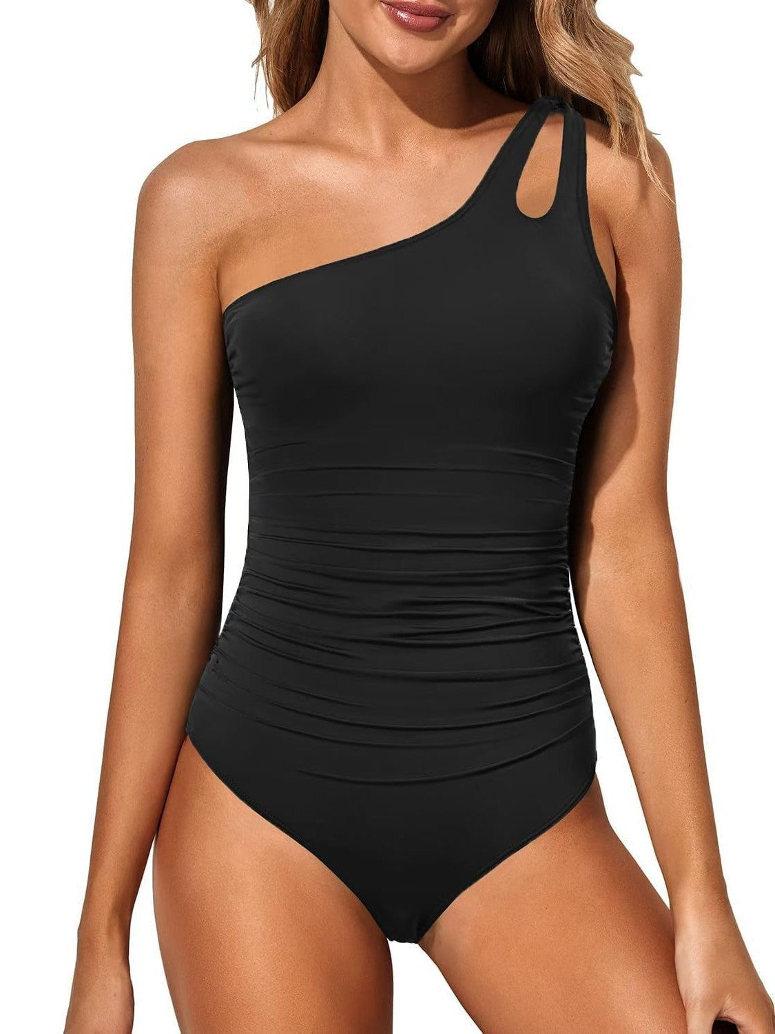 Damen Einseitiger Badeanzug mit Leopardenmuster R&B