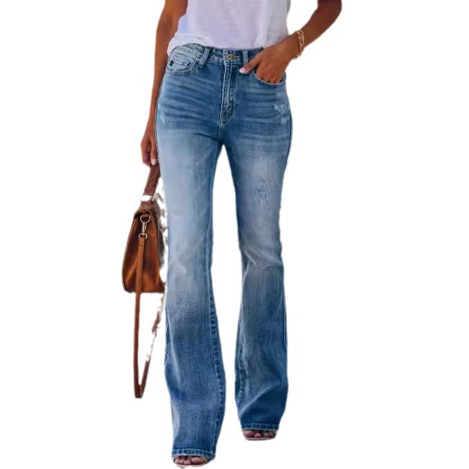 Damen Flared Jeans mit hohem Bund und lässigem Design