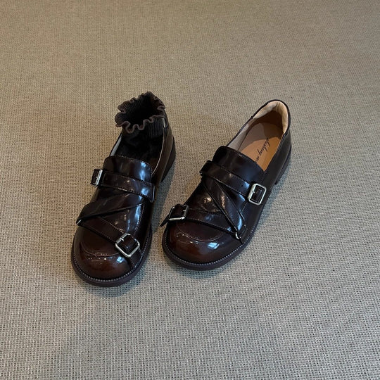 Damen Modische Schnürschuhe mit glänzender Oberfläche und praktischen Riemen R&B
