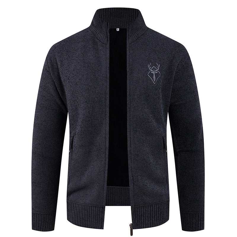 Herren Strickjacke mit hohem Kragen und praktischen Reißverschlusstaschen R&B