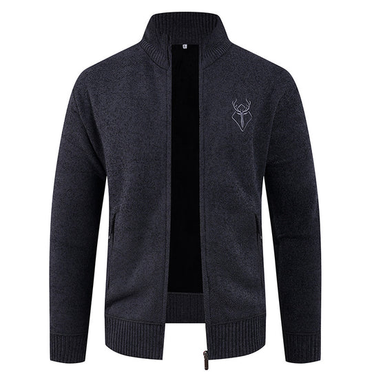 Herren Strickjacke mit hohem Kragen und praktischen Reißverschlusstaschen R&B