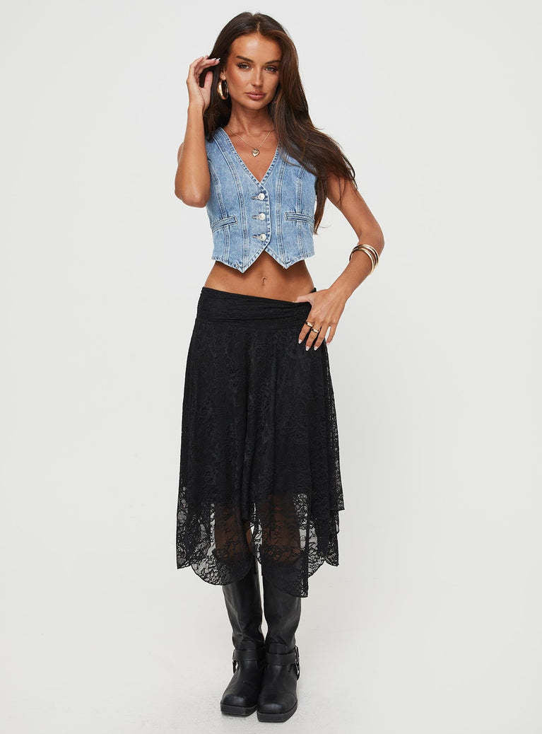 Damen moderne Spitzenmidi-Rock mit asymmetrischem Saum R&B
