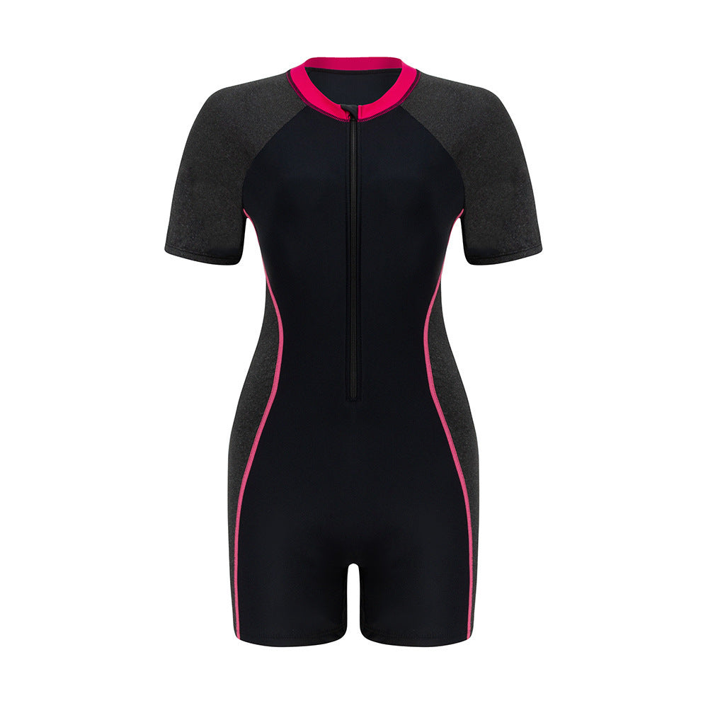 Damen Sportlicher Kurzarm-Schwimmanzug R&B