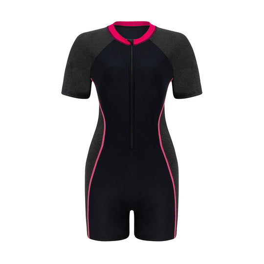 Damen Sportlicher Kurzarm-Schwimmanzug R&B