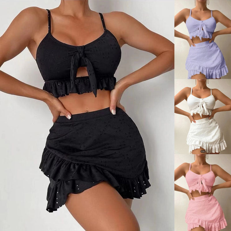 Damen Rüschen Crop-Top mit angesagtem Rock