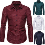Herren nan gemustertes tailliertes Langarmhemd mit Kentkragen und Stretch R&B