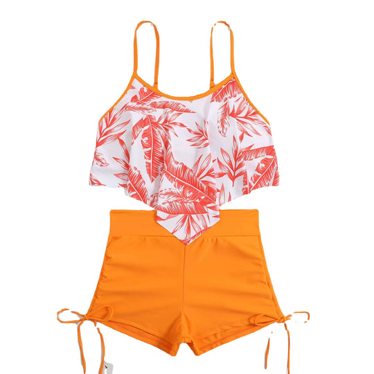 Damen Sportliches Tankini-Set mit Raffungen und verstellbaren Trägern R&B