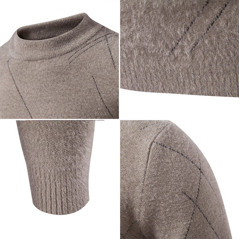 Herren Feiner Strickpullover mit modernem Zopfmuster R&B