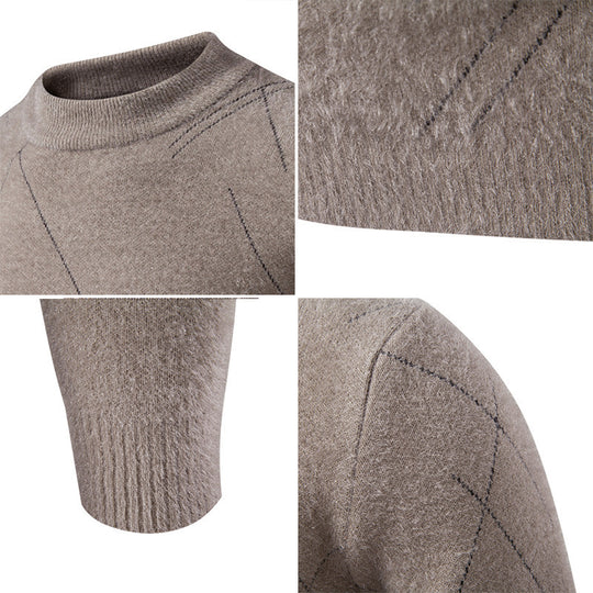 Herren Feiner Strickpullover mit modernem Zopfmuster R&B