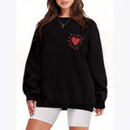 Damen Sweatshirt mit lässigem Herzmotiv und übergroßem Schnitt