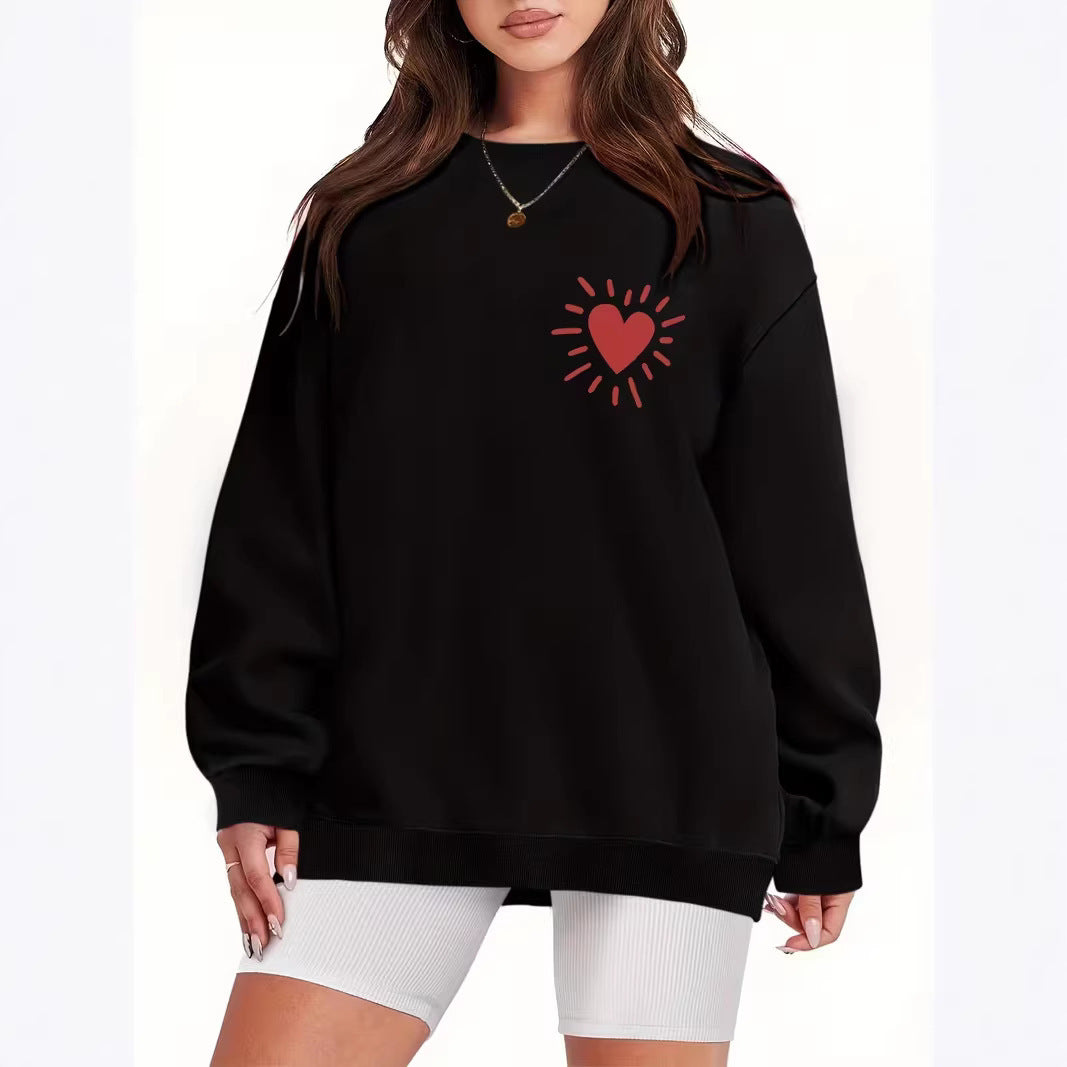 Damen Sweatshirt mit lässigem Herzmotiv und übergroßem Schnitt