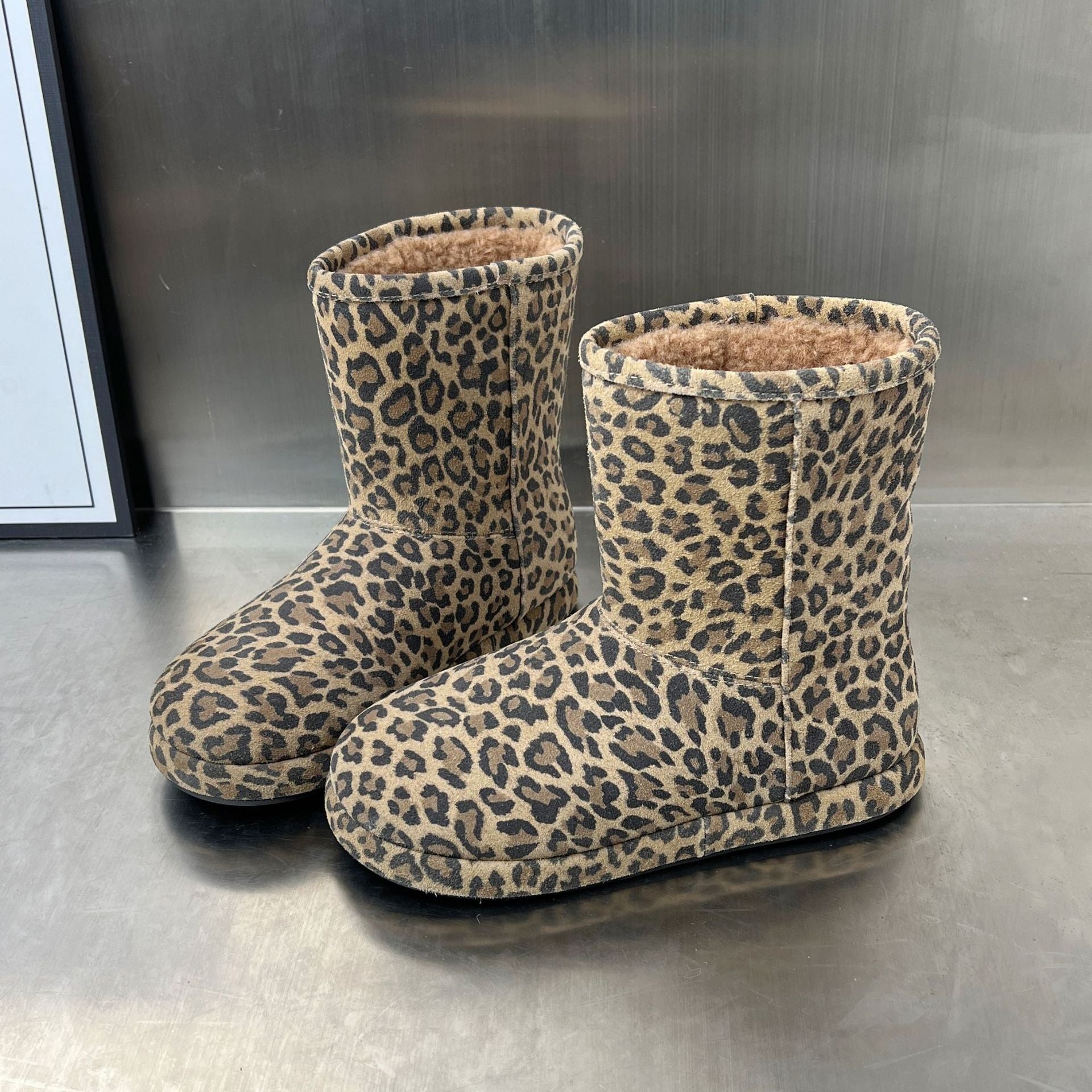 Damen Kuschelboots mit weichem Innenfutter und trendiger Leopardenmusterung R&B