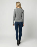 Damen klassischer Strickcardigan mit feiner Zopfstruktur Rundhalsausschnitt und schmaler Silhouette R&B