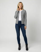 Damen klassischer Strickcardigan mit feiner Zopfstruktur Rundhalsausschnitt und schmaler Silhouette R&B