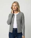 Damen klassischer Strickcardigan mit feiner Zopfstruktur Rundhalsausschnitt und schmaler Silhouette R&B