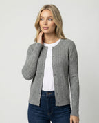 Damen klassischer Strickcardigan mit feiner Zopfstruktur Rundhalsausschnitt und schmaler Silhouette R&B