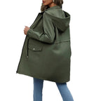 Damen praktische Kapuzenjacke mit verstellbarem Bund und Taschen R&B
