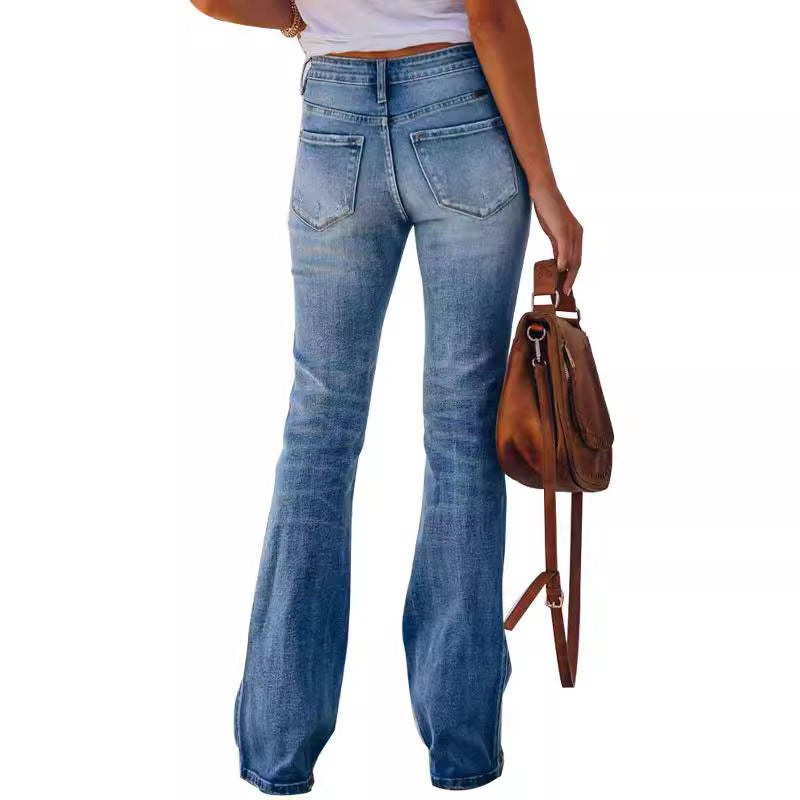 Damen Bootcut Jeans im lässigen Chic mit verkürztem Bein R&B