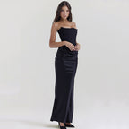 Damen Langärmliges Abendkleid mit strukturiertem Oberteil und elegantem Rüschenbund R&B