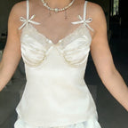 Damen Satin-Camisole mit Spitze und verspielten Schleifen R&B