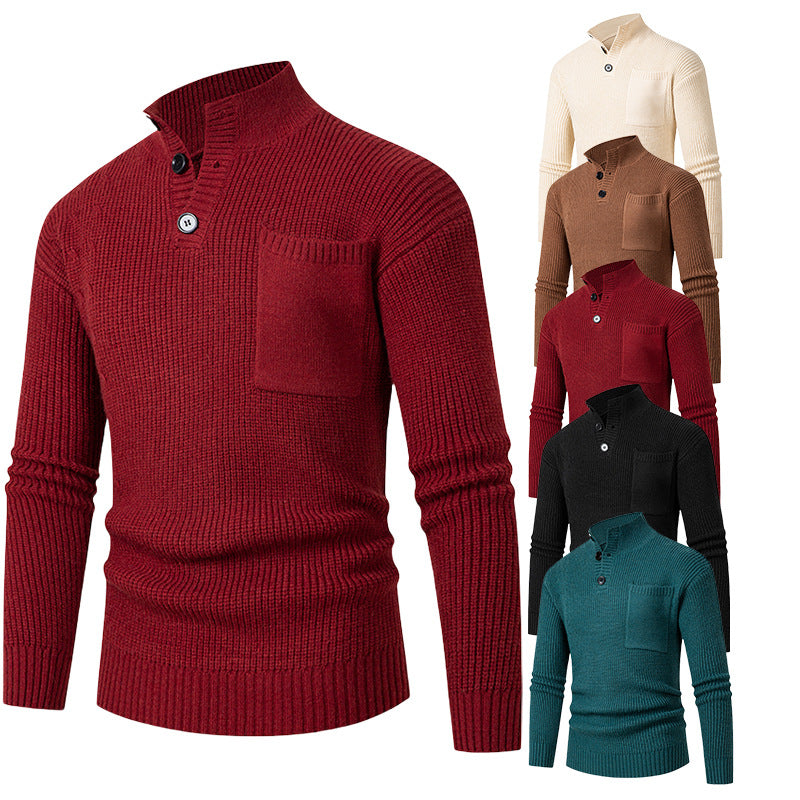 Herren Hochwertiger Pullover mit Modalmuster und Brusttasche R&B