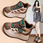 Damen Sportliche Plateau-Sneaker mit atmungsaktiver Mesh-Oberfläche und rutschfester Sohle