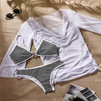 Damen Schutzoberteil mit langem Arm und modischem Bikini-Höschen R&B