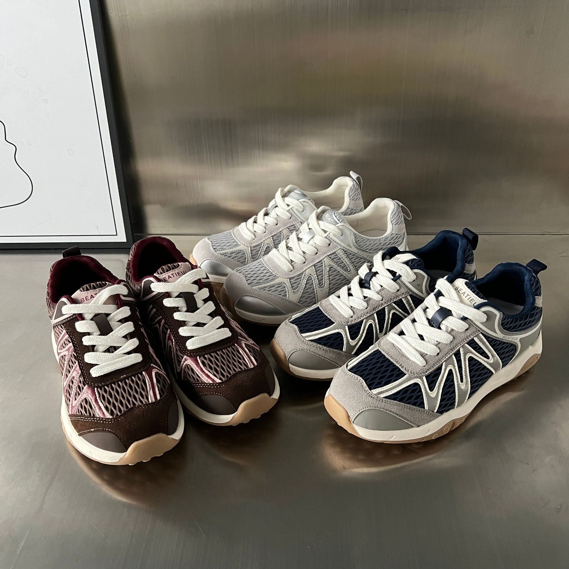 Damen Sportliche Lauf-Sneaker mit flexiblem Mesh und rutschfester Sohle R&B