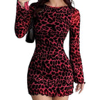 Damen Minikleid mit Leopardenmuster und Rüschendetails R&B