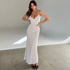 Damen Spitzenkleid mit zarten Spaghettiträgern und fließendem Schnitt R&B