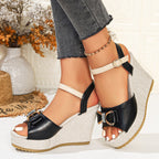 Damen Wedge-Sandalen mit Schmuckdetail und verstellbarem Riemen R&B