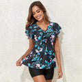 Damen Badeoberteil mit floralem Design und voluminösen Rüschendetails R&B