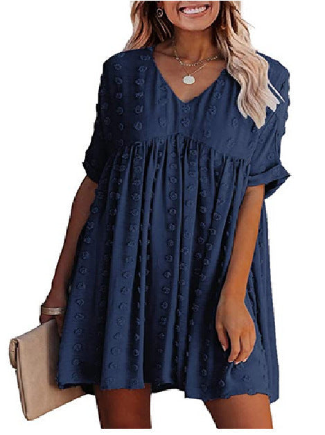 R&B | Locker Sitzendes Kurzärmliges Weites Taillenkleid
