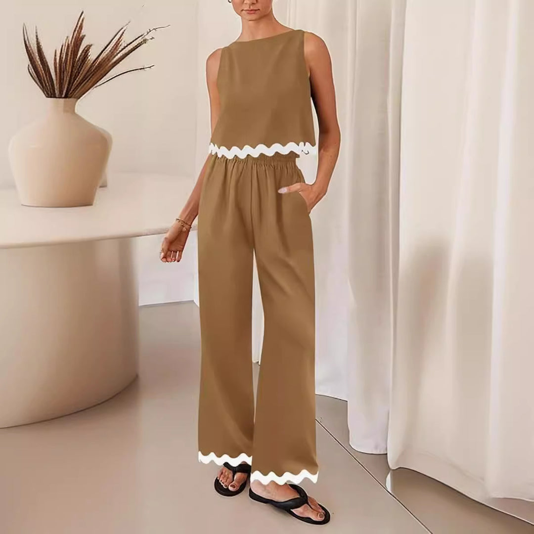 Damen elegantes Lounge-Set mit weitem Schnitt und dekorativen Wellenabschlüssen R&B