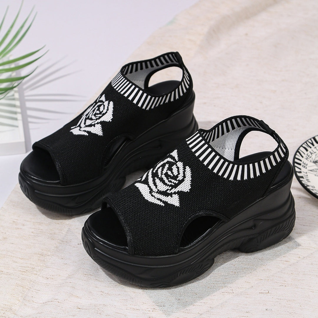 Damen Plateausandalen mit attraktiver Blumenapplikation R&B