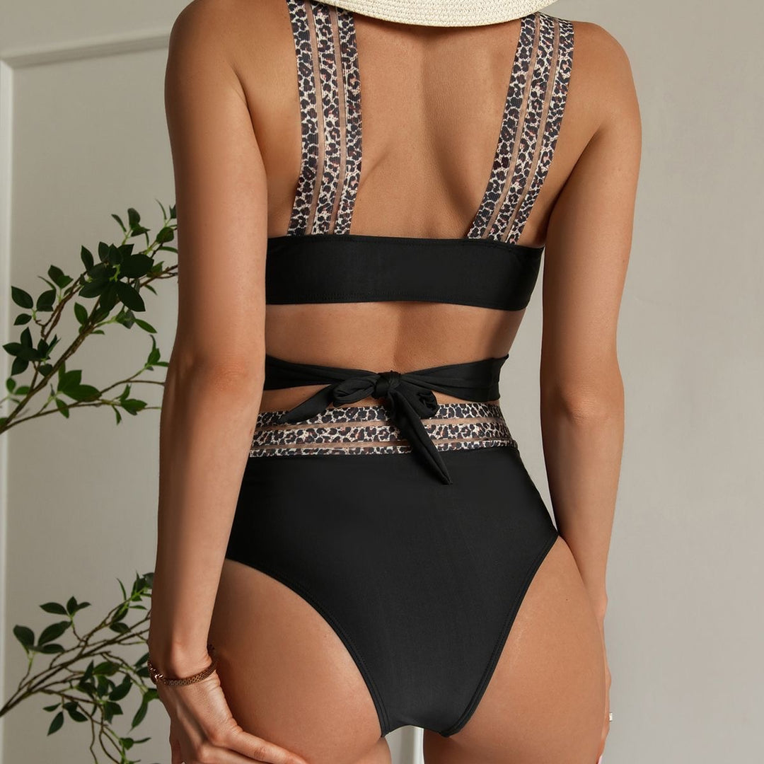 Damen Hochgeschchnittener Bikini mit stilvollen Tiermotiv-Details R&B