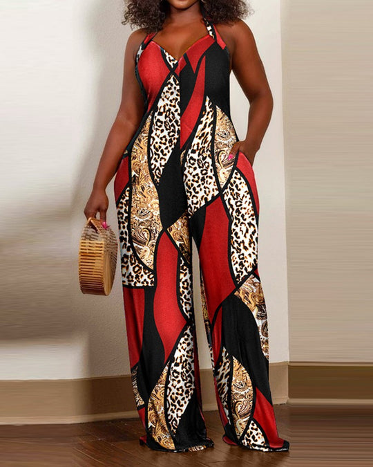 Damen Jumpsuit mit floralem Design und weitem Bein R&B