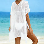 Damen luftiger Strandüberwurf mit modischem Netzdesign R&B
