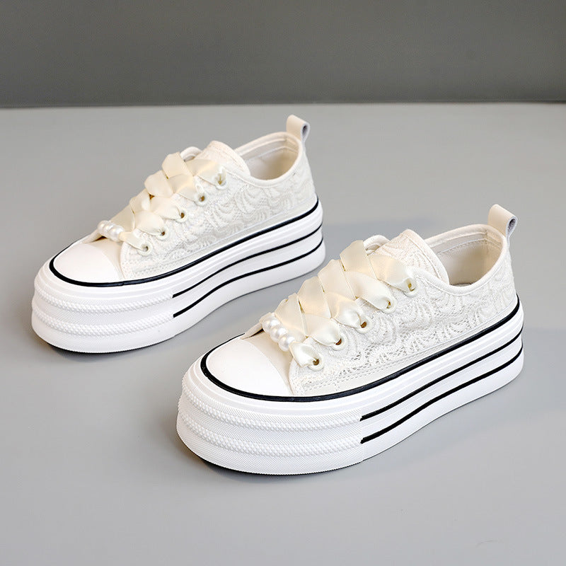 Damen Plateausneaker mit elegantem Spitzen-Design und modischen Akzenten R&B