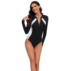 Damen Langarm Schwimmanzug mit stylischem Reißverschluss R&B