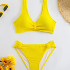 Damen strukturierter Bikini mit versetztem Band R&B