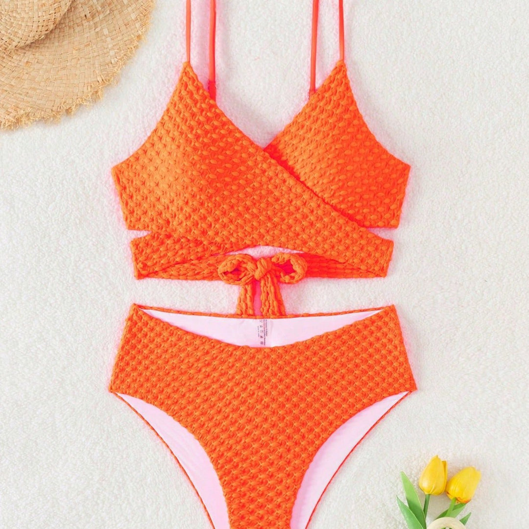 Damen Hochtaillierter Bikini mit modernem Wickeldesign R&B